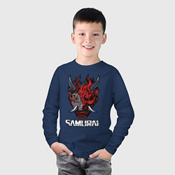 Лонгслив хлопковый детский Samurai logo, цвет: тёмно-синий — фото 2