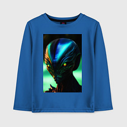 Лонгслив хлопковый детский Пришелец UFO, цвет: синий