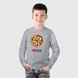 Лонгслив хлопковый детский Я люблю пиццу, цвет: меланж — фото 2