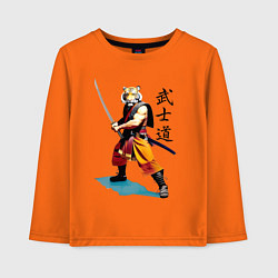 Лонгслив хлопковый детский Бусидо - кодекс самурая - тигр, цвет: оранжевый