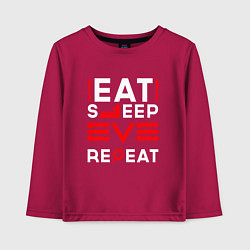 Детский лонгслив Надпись eat sleep EVE repeat