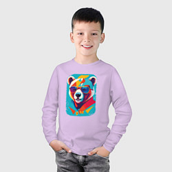 Лонгслив хлопковый детский Pop-Art Panda, цвет: лаванда — фото 2