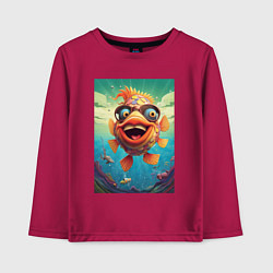 Лонгслив хлопковый детский Карп в солнечных очках, цвет: маджента