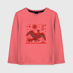 Лонгслив хлопковый детский Птица Сирин, цвет: коралловый
