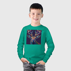 Лонгслив хлопковый детский Красочный олень - нейросеть, цвет: зеленый — фото 2