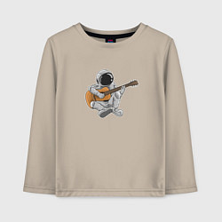 Лонгслив хлопковый детский Космонавт сидит с гитарой, цвет: миндальный