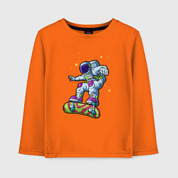 Лонгслив хлопковый детский Космонавт на скейтборде, цвет: оранжевый