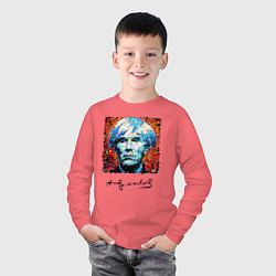 Лонгслив хлопковый детский Andy Warhol - celebrity, цвет: коралловый — фото 2