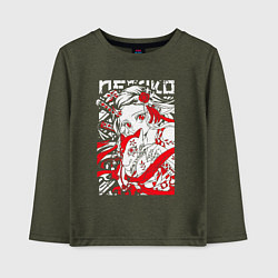 Лонгслив хлопковый детский Незуко комадо - клинок, цвет: меланж-хаки