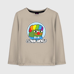 Лонгслив хлопковый детский Clown world, цвет: миндальный