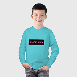Лонгслив хлопковый детский Логотип Блек Пинк, цвет: бирюзовый — фото 2
