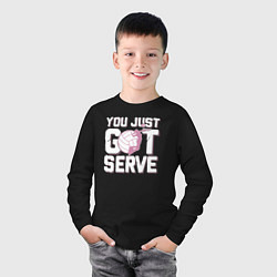 Лонгслив хлопковый детский Just got serve, цвет: черный — фото 2