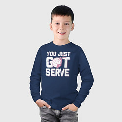 Лонгслив хлопковый детский Just got serve, цвет: тёмно-синий — фото 2