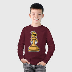 Лонгслив хлопковый детский Шахматная пешка InChess, цвет: меланж-бордовый — фото 2