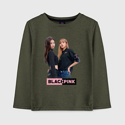 Лонгслив хлопковый детский Blackpink kpop, цвет: меланж-хаки