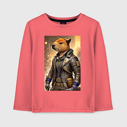 Лонгслив хлопковый детский Cool capybara - steampunk - neural network, цвет: коралловый
