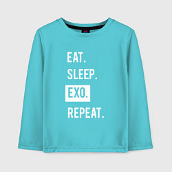 Лонгслив хлопковый детский Eat Sleep EXO Repeat, цвет: бирюзовый