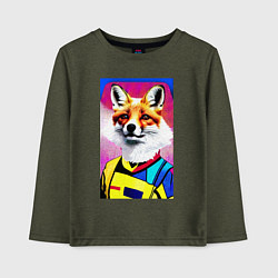 Лонгслив хлопковый детский Fox - pop art - fashionista, цвет: меланж-хаки