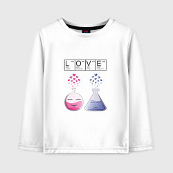 Лонгслив хлопковый детский Химия любви, цвет: белый