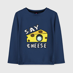 Лонгслив хлопковый детский Say cheese, цвет: тёмно-синий