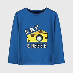 Лонгслив хлопковый детский Say cheese, цвет: синий