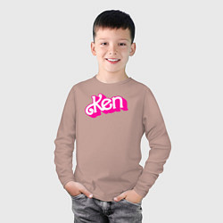 Лонгслив хлопковый детский Логотип розовый Кен, цвет: пыльно-розовый — фото 2