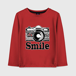 Лонгслив хлопковый детский Smile camera, цвет: красный