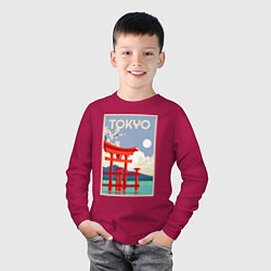 Лонгслив хлопковый детский Tokyo - japan, цвет: маджента — фото 2
