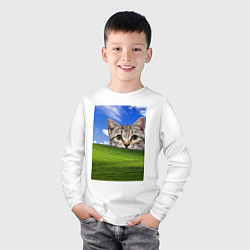 Лонгслив хлопковый детский Кот и безмятежность в Windows XP, цвет: белый — фото 2