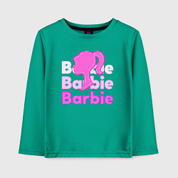 Лонгслив хлопковый детский Логотип Барби объемный, цвет: зеленый