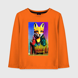 Лонгслив хлопковый детский Fox girl - fashionista - pop art, цвет: оранжевый