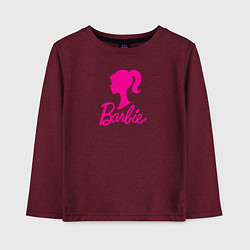 Лонгслив хлопковый детский Розовый логотип Барби, цвет: меланж-бордовый