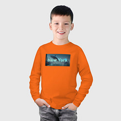 Лонгслив хлопковый детский Скрытый текст New York, цвет: оранжевый — фото 2