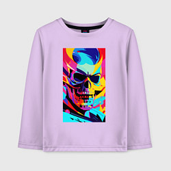 Лонгслив хлопковый детский Cool skull - pop art, цвет: лаванда