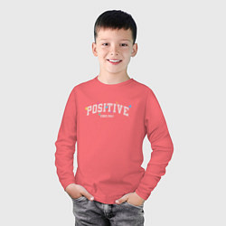 Лонгслив хлопковый детский Positive vibes only, цвет: коралловый — фото 2