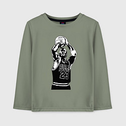 Лонгслив хлопковый детский Майкл Джордан бросает мяч, цвет: авокадо