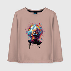 Лонгслив хлопковый детский Эйнштейн с языком в краске, цвет: пыльно-розовый