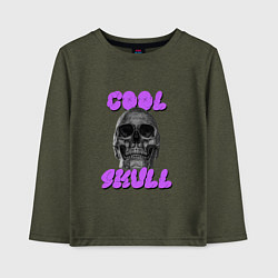 Лонгслив хлопковый детский Cool Skull, цвет: меланж-хаки