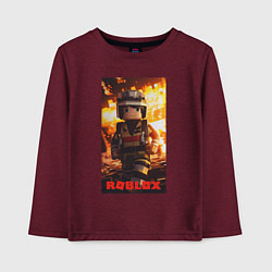 Лонгслив хлопковый детский Пожарный роблокс, цвет: меланж-бордовый