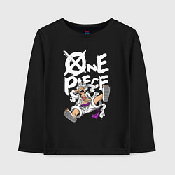 Лонгслив хлопковый детский One piece - Луффи гир 5, цвет: черный