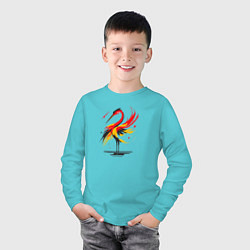 Лонгслив хлопковый детский Аист - абстрактный силуэт птицы, цвет: бирюзовый — фото 2