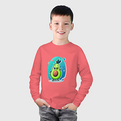 Лонгслив хлопковый детский Cute avocado, цвет: коралловый — фото 2