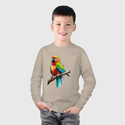 Лонгслив хлопковый детский Попугай какаду, цвет: миндальный — фото 2