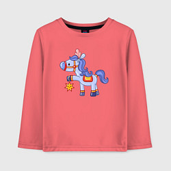 Лонгслив хлопковый детский Голубая лошадка, цвет: коралловый