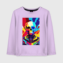 Лонгслив хлопковый детский Pop art skull, цвет: лаванда