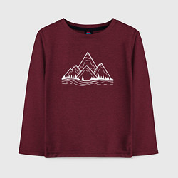 Лонгслив хлопковый детский Лес и горы, цвет: меланж-бордовый