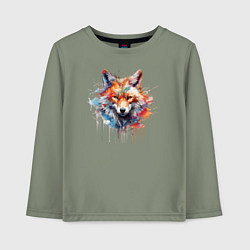 Лонгслив хлопковый детский Граффити с лисой, цвет: авокадо