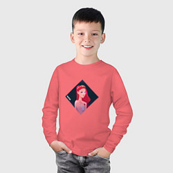 Лонгслив хлопковый детский Арт Розе из BlackPink, цвет: коралловый — фото 2