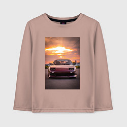 Детский лонгслив Авто в багровом закате