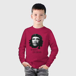 Лонгслив хлопковый детский Че Гевара черно белое, цвет: маджента — фото 2